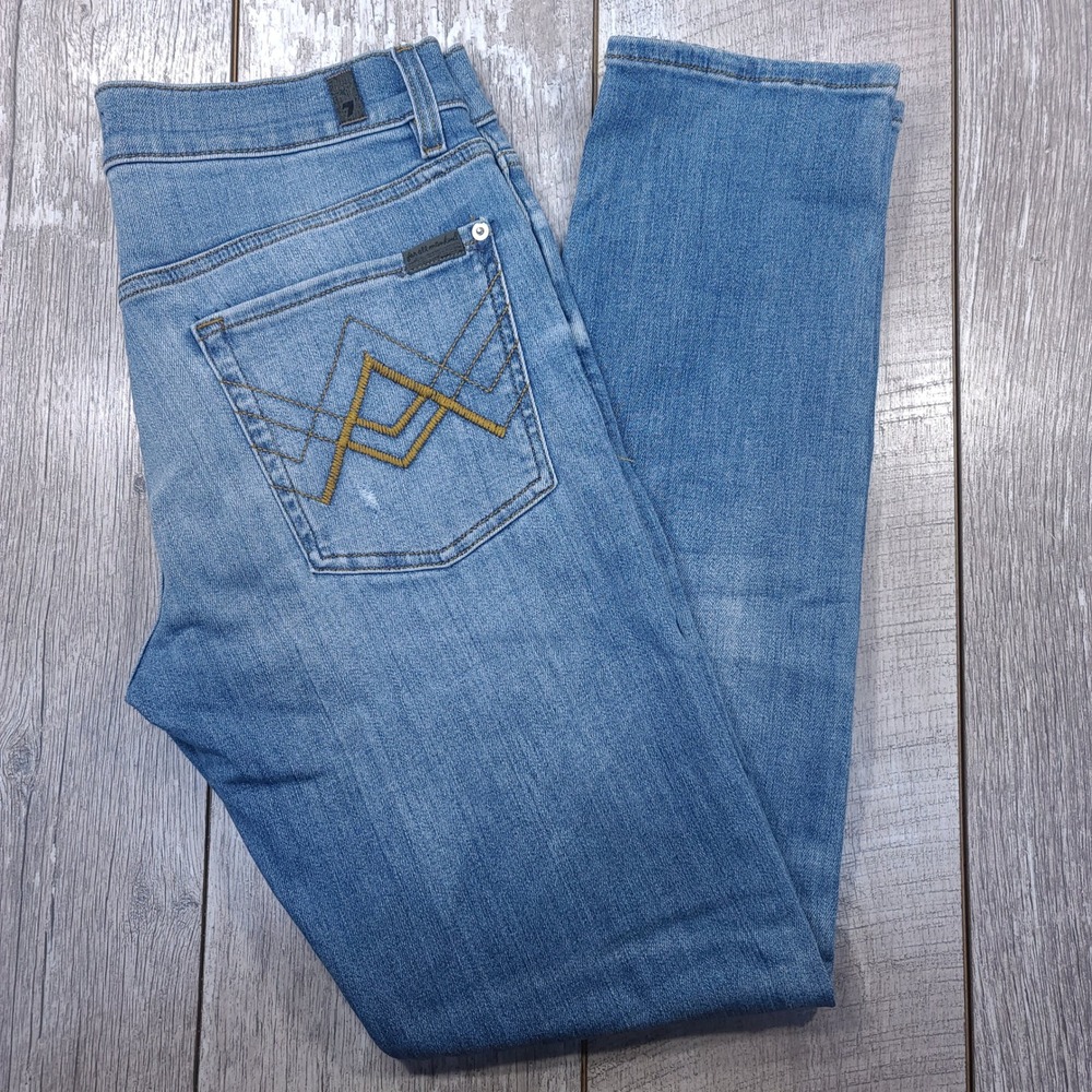 7 For All Mankind Paxtyn Jeans Mens 32x32 Blue Distressed Slim Straight A Pocket